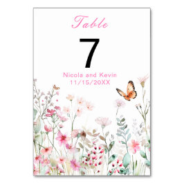 Numeração De Mesa Casamento Floral com Borboleta Rosa Profunda prima