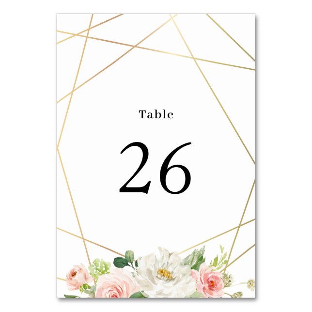 Numeração De Mesa Casamento floral com cor d'água geométrica (Frente)