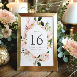 Numeração De Mesa Casamento Floral com Moldura de Primavera Cor de R