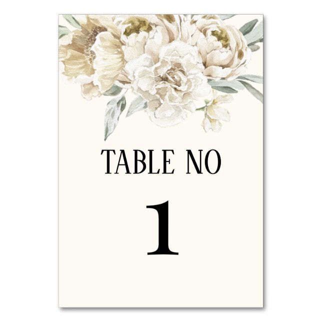 Numeração De Mesa Casamento floral com rosa de ouro branco elegante (Frente)