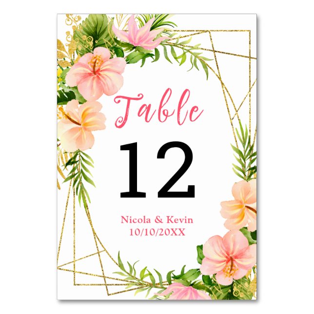 Numeração De Mesa Casamento Floral da Selva Tropical (Frente)