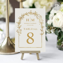 Numeração De Mesa Casamento Floral das Flores Douradas Brancas Elega