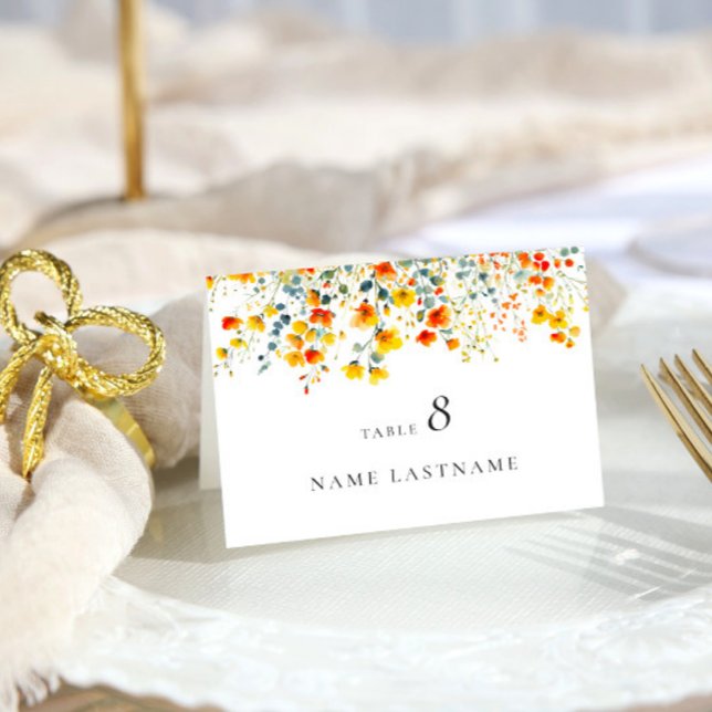 Numeração De Mesa Casamento Floral das Flores Selvagens de Aquarela  (Criador carregado)