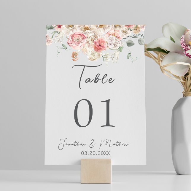 Numeração De Mesa Casamento Floral de Aquarela de Jardim de Verão (Summer Garden Watercolour Floral Wedding Table Number
)