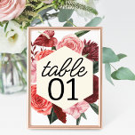 Numeração De Mesa Casamento Floral de Burgundy Fall<br><div class="desc">Elevem a elegância da vossa decoração de casamento com as nossas delicadas cartas de números de mesas, que incluem uma bela mistura de flores vermelhas da burgundy contra uma estrutura contemporânea de diamante bege. Essas placas charmosas combinam perfeitamente os elementos florais tradicionais com um design moderno, fazer-os da adição perfeita...</div>