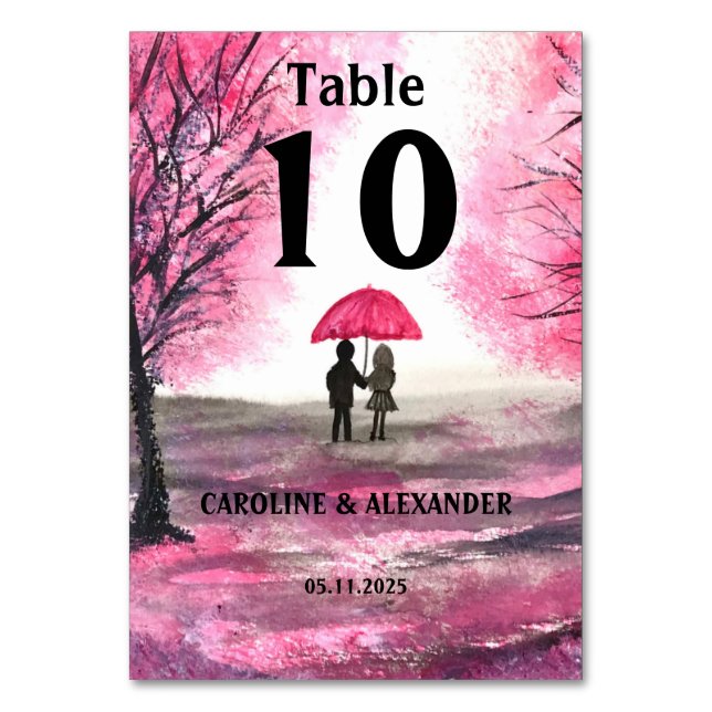 Numeração De Mesa Casamento Floral de Cereja Blossom com Aquicultura (Frente)