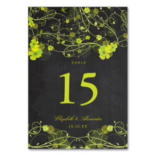 Numeração De Mesa Casamento Floral de Chalkboard Verde Hibiscus Swal