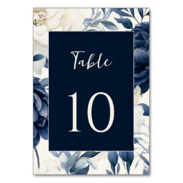 Numeração De Mesa Casamento floral de cor azul-marinho Dusty e branc