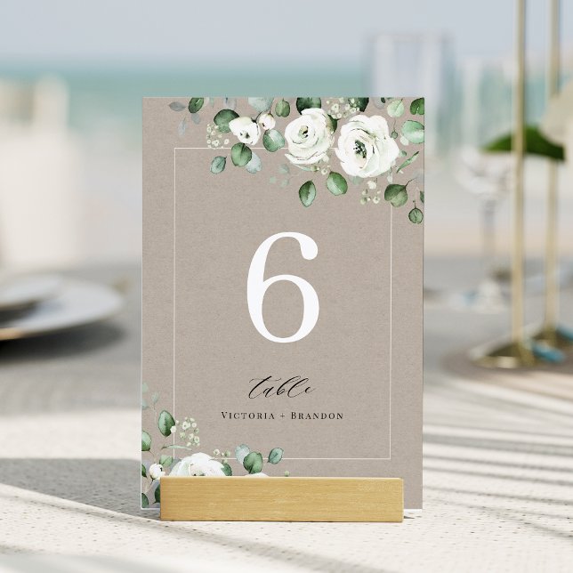 Numeração De Mesa Casamento floral de eucalipto azul-poeirento (Dusty blue eucalyptus greenery floral wedding table number)