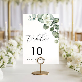 Numeração De Mesa Casamento Floral de Eucalyptus com Aquarela Minima