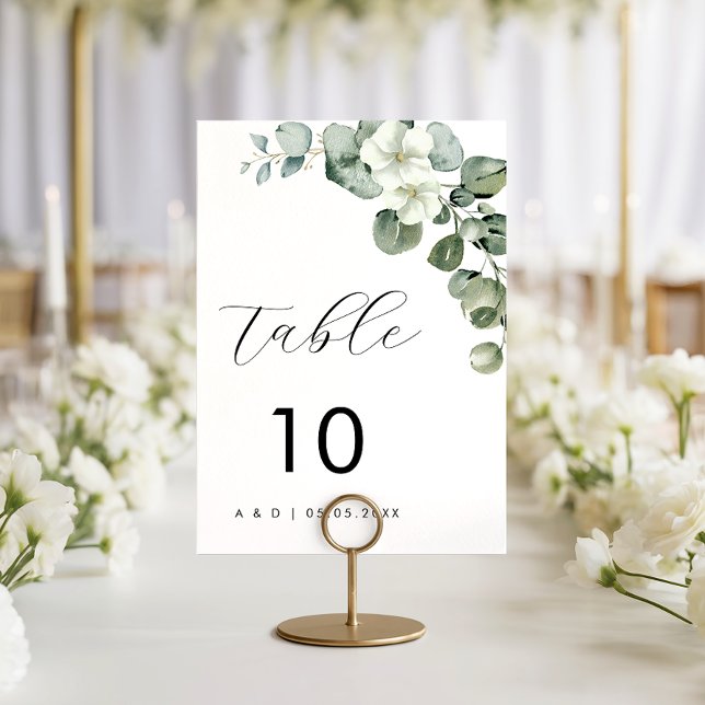 Numeração De Mesa Casamento Floral de Eucalyptus com Aquarela Minima (Criador carregado)