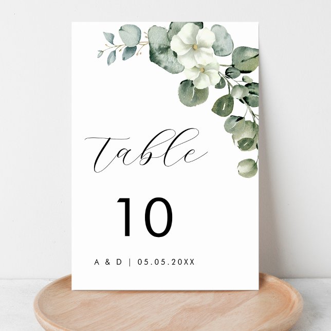 Numeração De Mesa Casamento Floral de Eucalyptus com Aquarela Minima (Criador carregado)