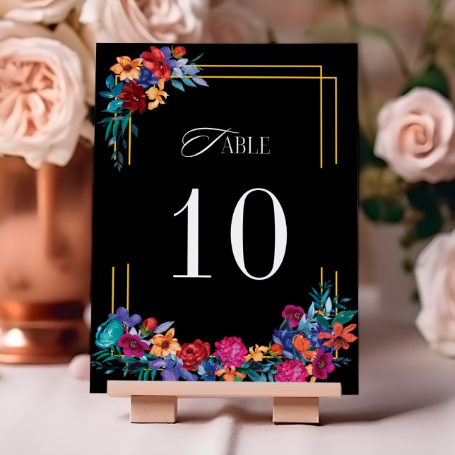 Numeração De Mesa Casamento Floral de Fiesta Mexicana Negra (Criador carregado)