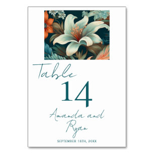 Numeração De Mesa Casamento Floral de Flor Tropical Elegante