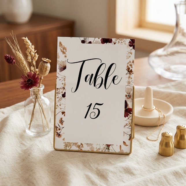 Numeração De Mesa Casamento Floral de Flores Silvestres de Outono  (Criador carregado)