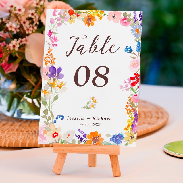 Numeração De Mesa Casamento floral de flores silvestres no jardim de (Boho garden summer floral wildflowers wedding table number)