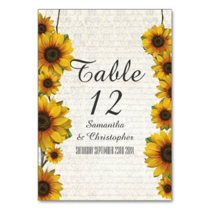 Numeração De Mesa Casamento floral de girassol amarelo elegante