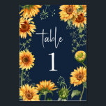 Numeração De Mesa Casamento Floral de Girassol no Verão<br><div class="desc">Cartões Número Da Mesa De Casamento De Girassol. Itens correspondentes disponíveis.</div>