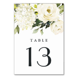 Numeração De Mesa Casamento Floral de Hydrangea Elegant White Dourad