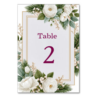 Numeração De Mesa Casamento Floral de Inverno Azul empoeirado
