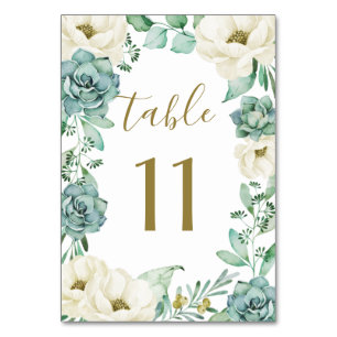 Numeração De Mesa Casamento Floral de Ivory, Serpente e Suculente