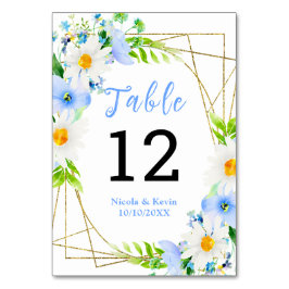 Numeração De Mesa Casamento Floral de Margaridas Não-Me-Esqueças