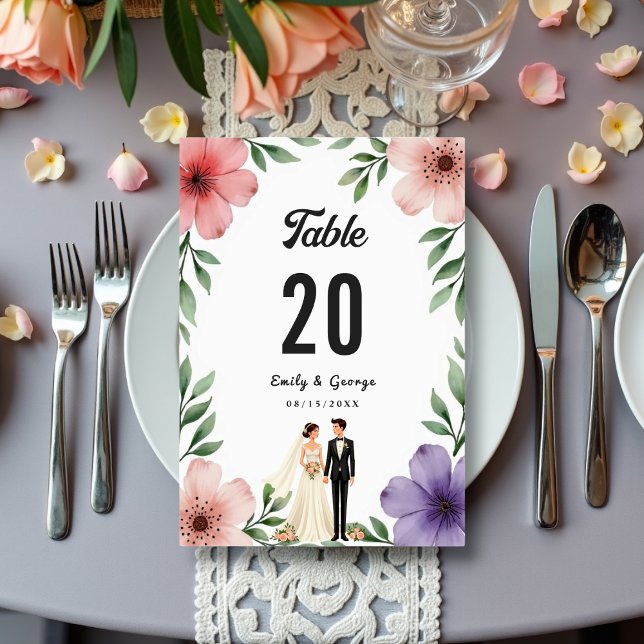 Numeração De Mesa Casamento Floral de Noiva e Groom Summer (Criador carregado)