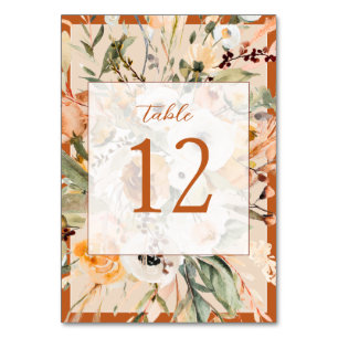Numeração De Mesa Casamento Floral de Outono Elegante em Laranja Que