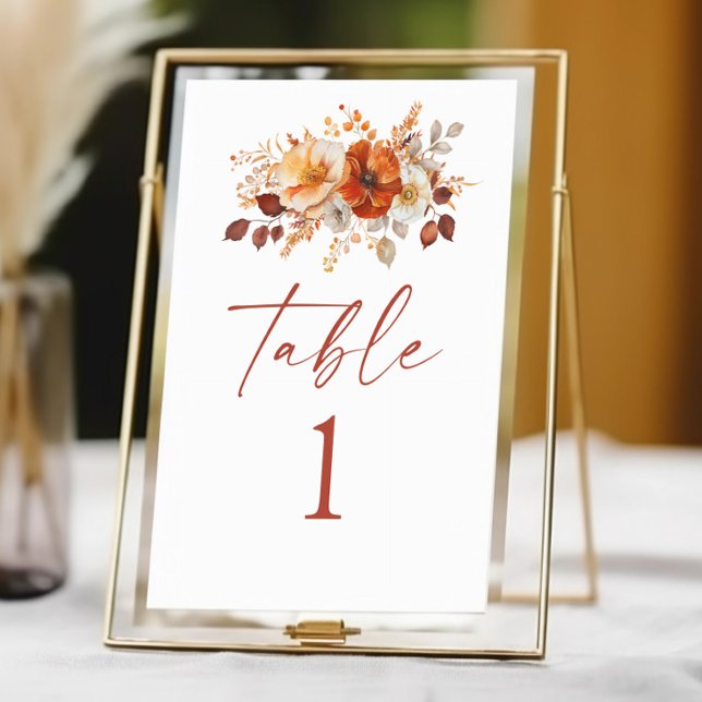 Numeração De Mesa Casamento Floral de Outono Elegante Rústico (Criador carregado)