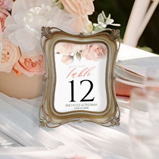 Numeração De Mesa Casamento Floral de Pessegueira de Pincel Elegante