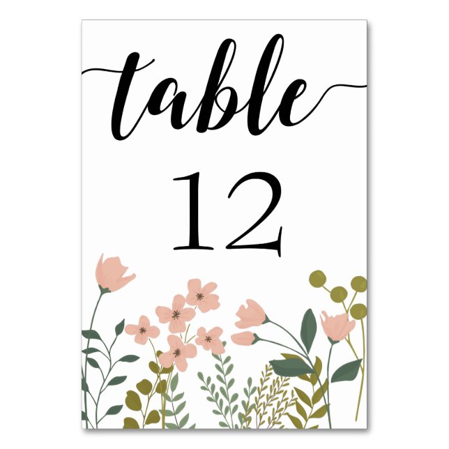 Numeração De Mesa Casamento Floral de Primavera Rosa-Blush (Frente)