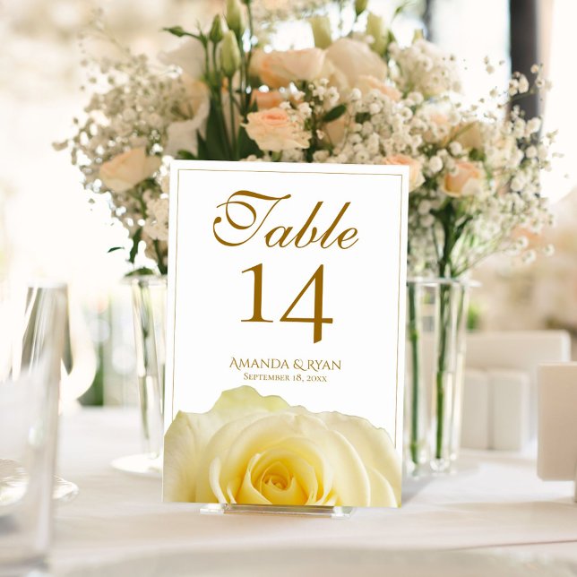 Numeração De Mesa Casamento Floral de Rosa Amarelo Moderno (Criador carregado)