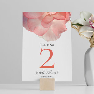 Numeração De Mesa Casamento Floral de Rosa Rosa Coral Elegante