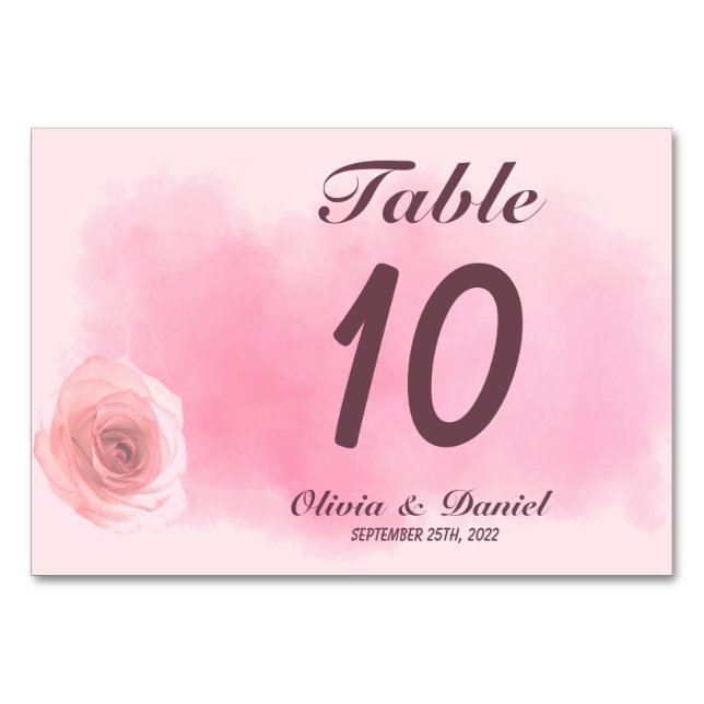 Numeração De Mesa Casamento floral de rosa-rosa empoeirado (Frente)