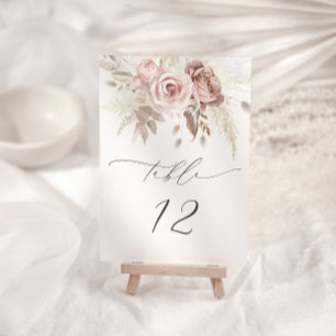 Numeração De Mesa Casamento Floral de Rosa Rosa-Rosa-Cinza