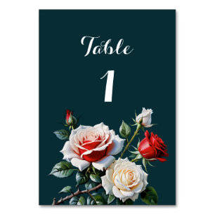 Numeração De Mesa Casamento floral de rosas vermelhas brancas cor-de