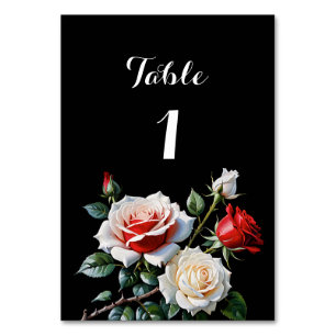 Numeração De Mesa Casamento floral de rosas vermelhas brancas cor-de
