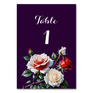 Numeração De Mesa Casamento floral de rosas vermelhas brancas cor-de