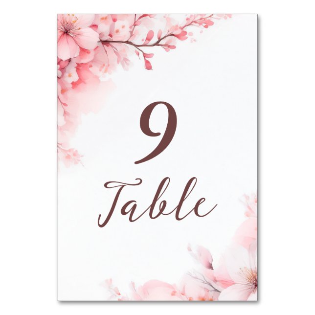 Numeração De Mesa Casamento Floral de Sakura Japonesa (Frente)