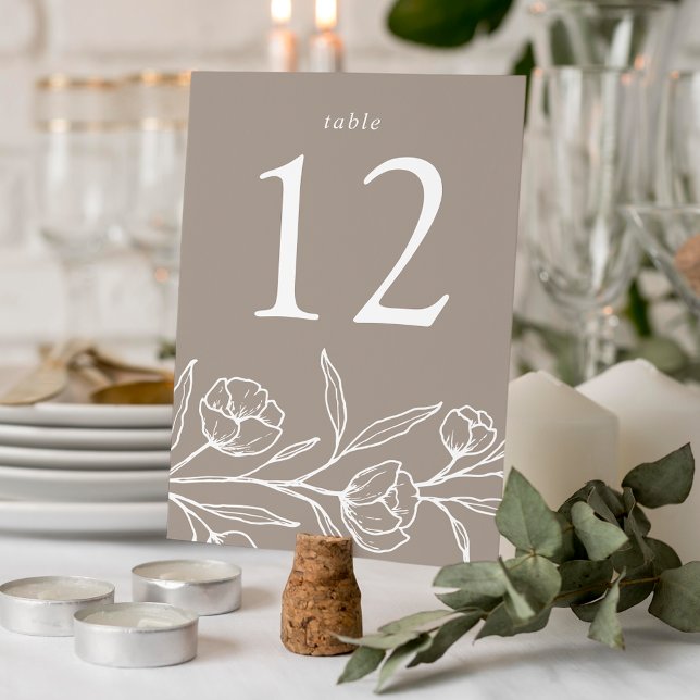 Numeração De Mesa Casamento Floral de Taupe Desengravidado (Criador carregado)