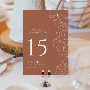 Numeração De Mesa Casamento floral de terracotta desenhado pela mão