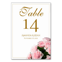 Numeração De Mesa Casamento Floral do Buquê Rosa Rosa Elegante