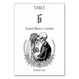 Numeração De Mesa Casamento Floral do Casal de Esqueleto de Morte Gó