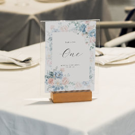 Numeração De Mesa Casamento Floral Dusty Blue Peach Watercolor