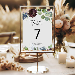 Numeração De Mesa Casamento Floral e Verde Burgundy