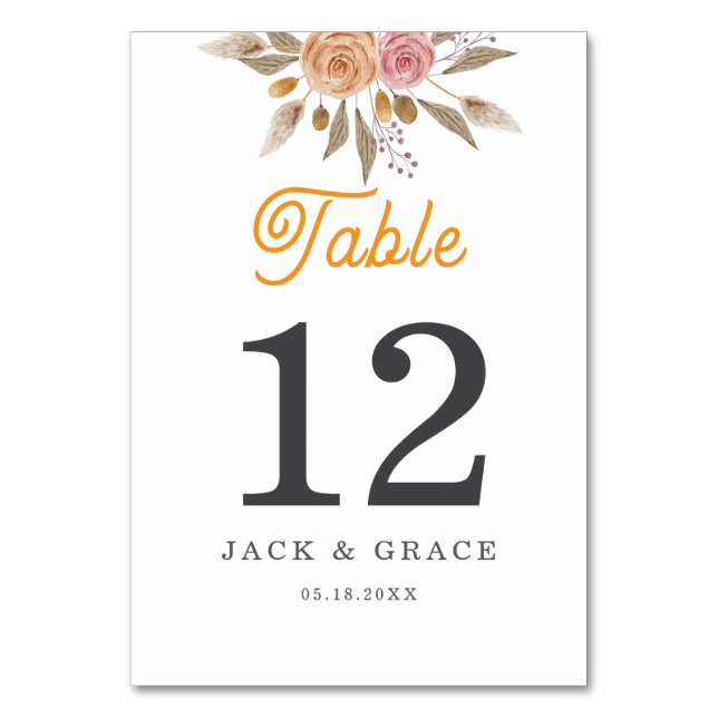 Numeração De Mesa Casamento Floral Elegante (Frente)