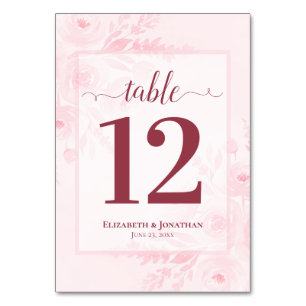 Numeração De Mesa Casamento Floral Elegante Boho Chic Rosa Rubicundo