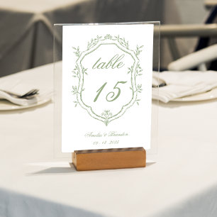 Numeração De Mesa Casamento Floral Elegante Clássico em Verde Sage c