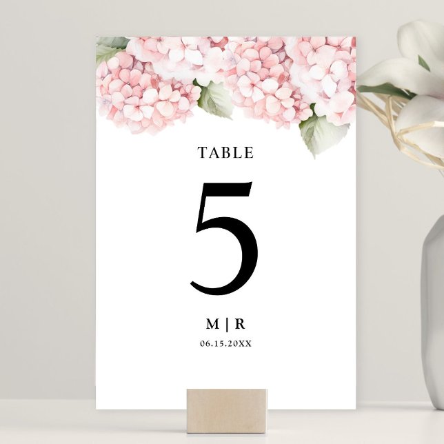 Numeração De Mesa Casamento Floral Elegante de Hydrangea Rosa Escamu (Criador carregado)