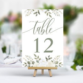 Numeração De Mesa Casamento Floral Elegante De Ivory E Sage